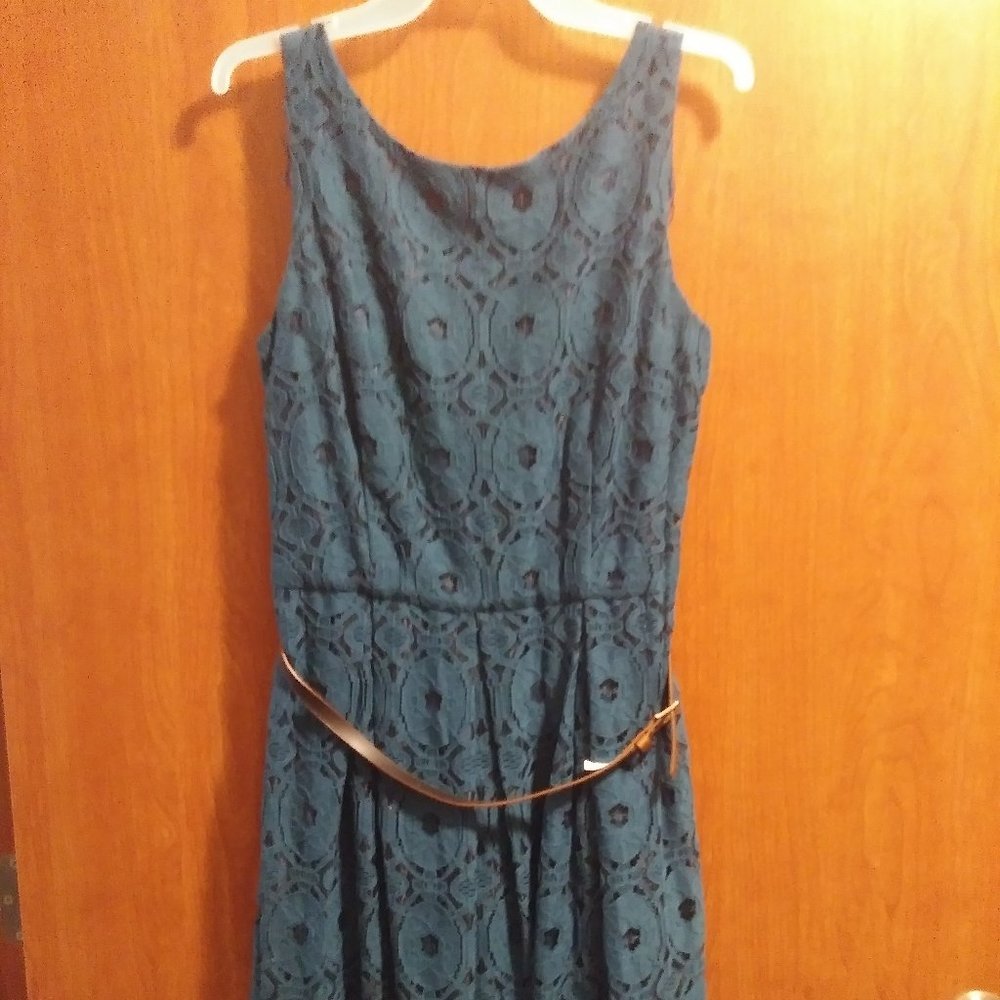 Ronni Nicole Sleeveless Dress Teal Lace